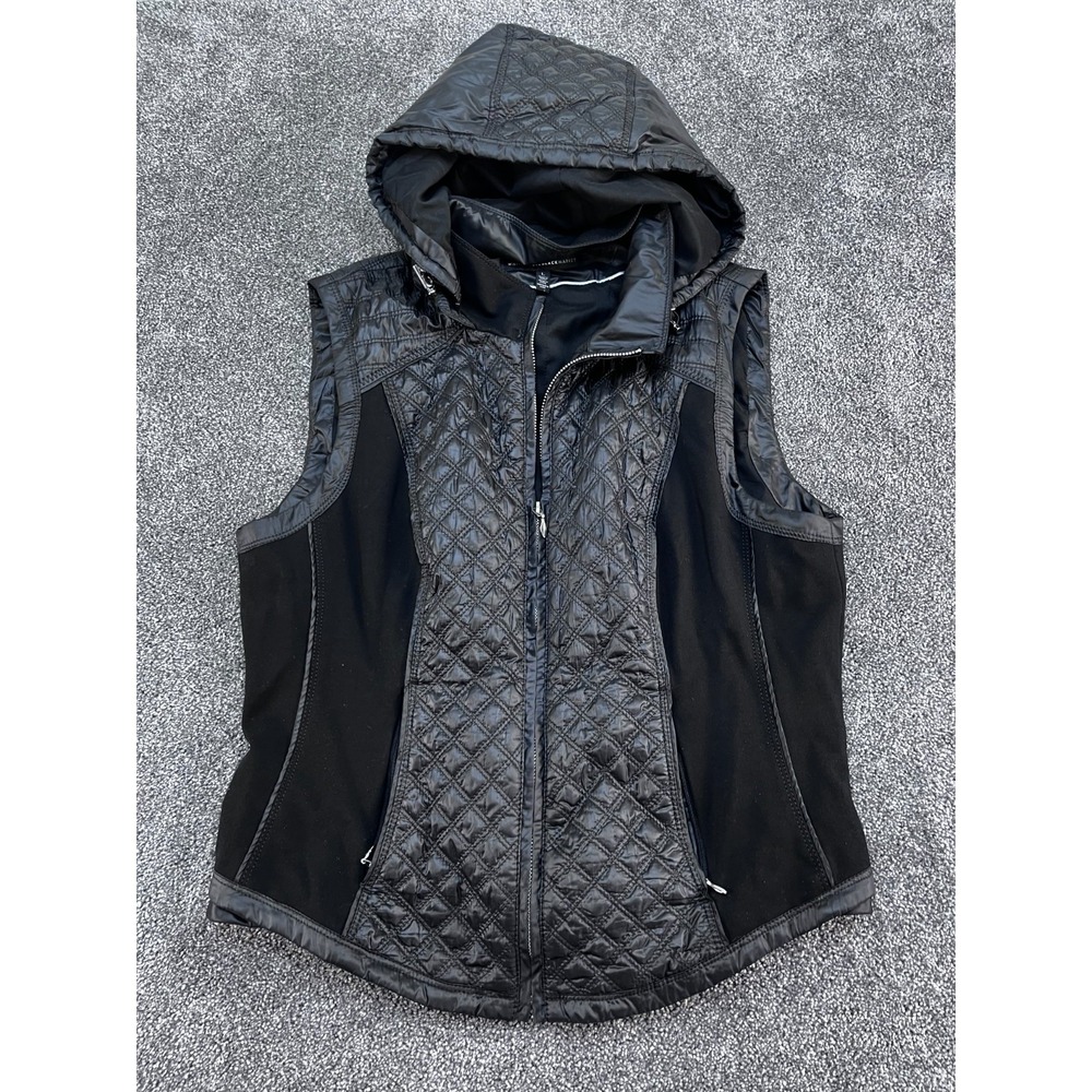 White House Black Market Large Quilted Removeable Hooded Vest‎